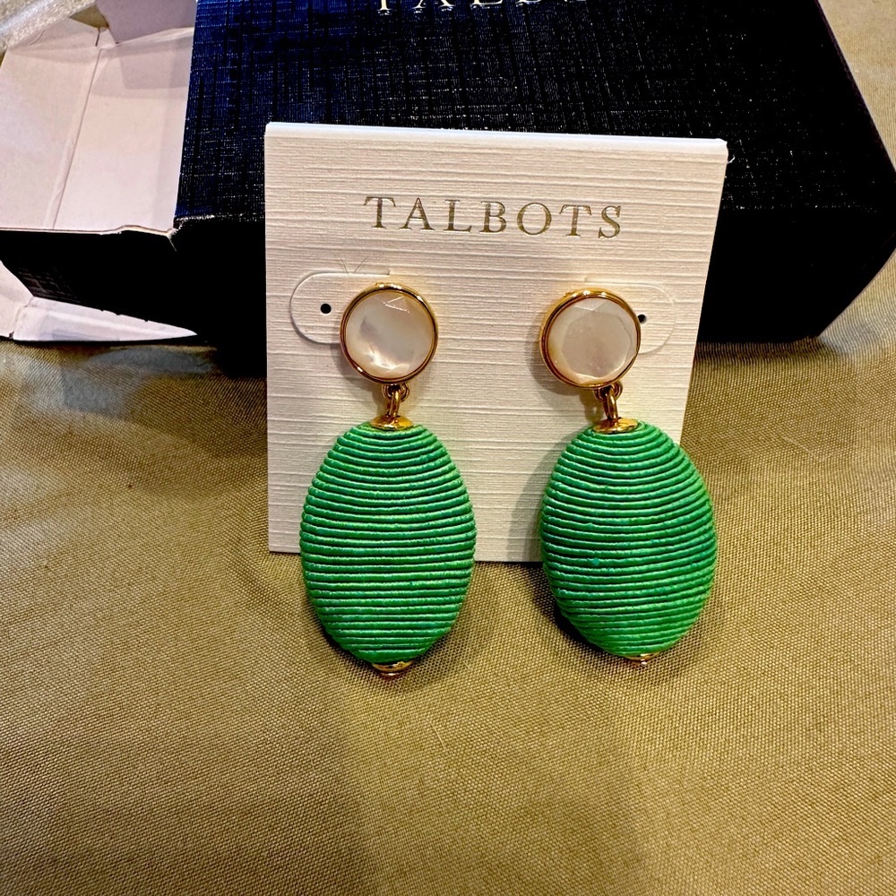 Talbots Gold and Green Statement Earrings